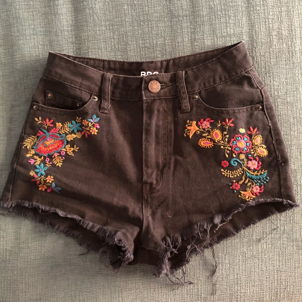 Urban outfitters embroidered black shorts